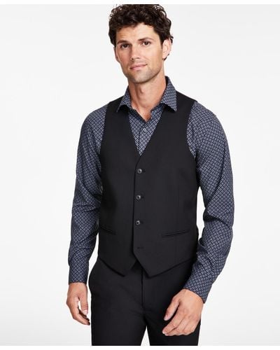 Alfani Slim-fit Stretch Solid Suit Vest - Black