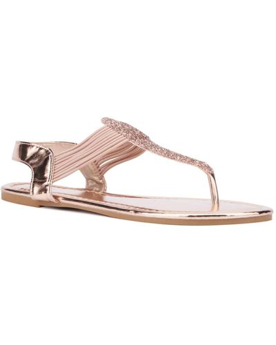 New York & Company Freya T-strap Gladiator Ankle Strap Sandals - Pink