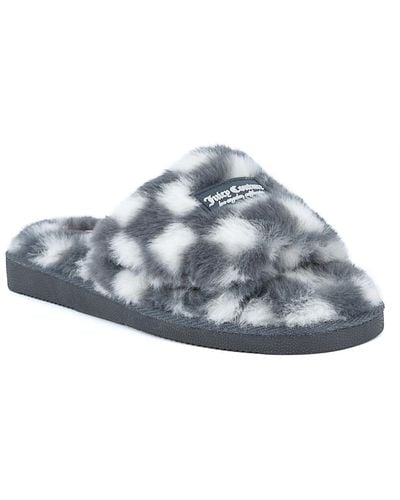 Juicy Couture Hiero Slip-on Checkered Slippers - Gray