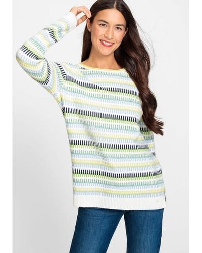 Olsen Long Sleeve Pattern Stripe Pullover - Multicolor