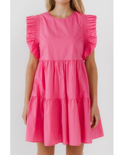 English Factory Ruffled Babydoll Mini Dress - Pink