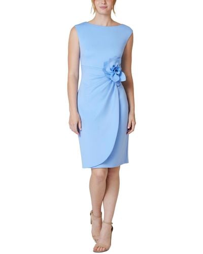 Jessica Howard Petite Sleeveless Rosette Sheath Dress - Blue