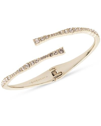 Givenchy Pave Crystal Thin Wavy Cuff Bracelet - Natural