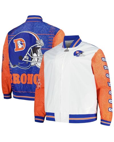 Mitchell & Ness Distressed Denver Broncos Team Burst Warm-up Full-zip Jacket - Blue