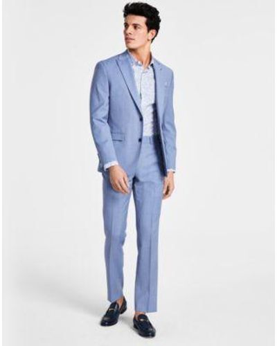 BarIII Wool Slim Fit Sharkskin Suit Separates Created For Macys - Blue