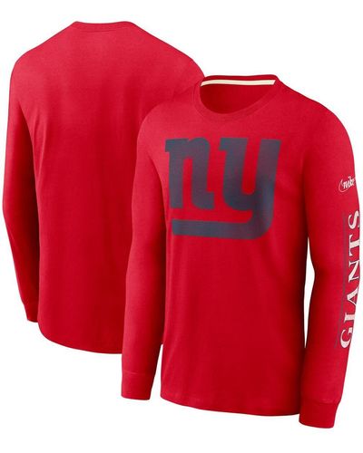 Nike New York Giants Fashion Tri-blend Long Sleeve T-shirt - Red