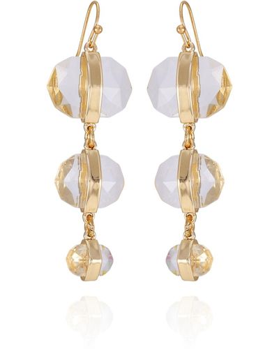 Vince Camuto Tone Clear Glass Stone Linear Drop Earrings - White