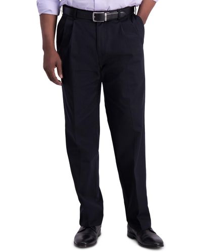 Haggar Iron Free Premium Khaki Classic-fit Pleated Pant - Black