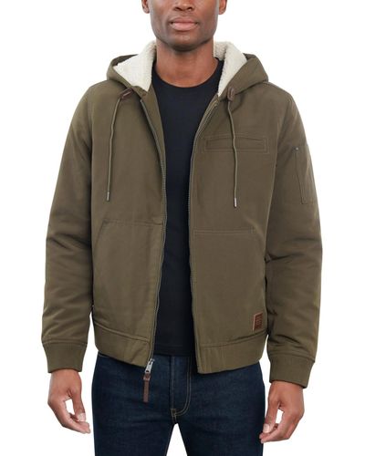Lucky Brand Fleece-lined Zip-front Hooded Jacket - Brown
