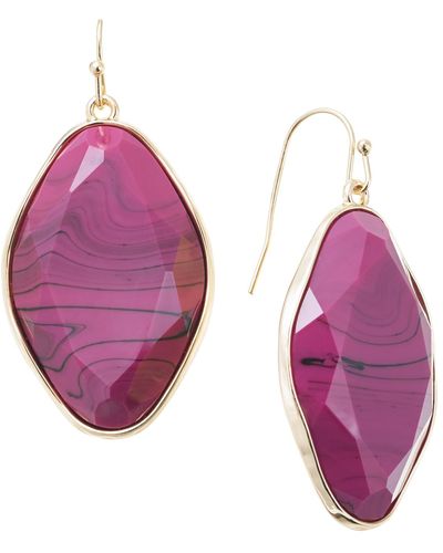 Style & Co. Gold-tone Oval Color Stone Drop Earrings - Purple