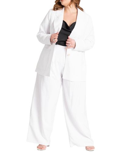 Eloquii Plus Size Preppy Suiting Pant - White