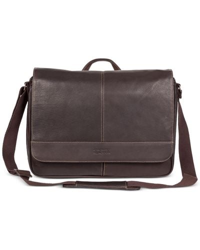 Kenneth Cole Colombian Leather Crossbody 15.6" Laptop & Tablet Messenger Bag - Brown