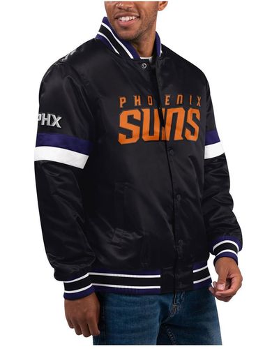 Starter Phoenix Suns Home Game Satin Full-snap Varsity Jacket - Blue