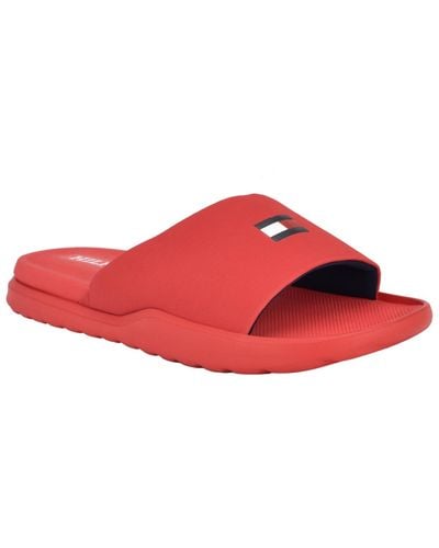 Tommy Hilfiger Marmo Fashion Pool Slides - Red