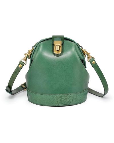 Old Trend Genuine Leather Doctor Bucket Crossbody Convertible Bag - Green