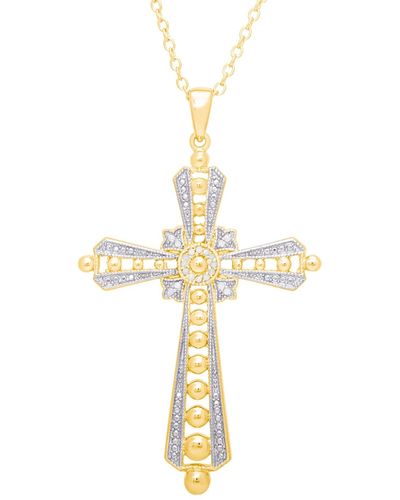 Macy's Diamond Accent Cross Pendant 18" Necklace - Metallic