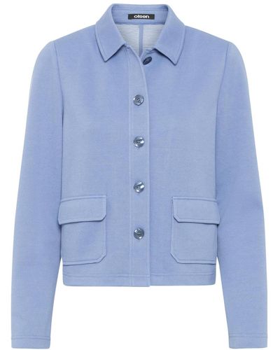 Olsen Long Sleeve Pique Knit Cropped Jacket - Blue