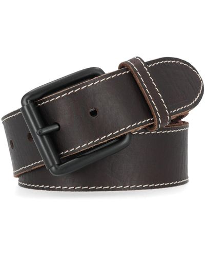 Timberland 38mm Contrast Stitch Leather Belt - Black