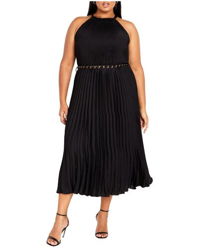 City Chic Plus Size Isobel Halter Neck Midi Dress - Black