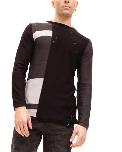 Ron Tomson Modern Color Block Sweater - Black