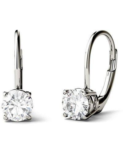 Amazon.com: Charles & Colvard Created Moissanite 7.5mm Round Cut Stud  Earrings for Women | 3 cttw DEW | Lab Grown | Solid 14K Yellow Gold:  Clothing, Shoes & Jewelry