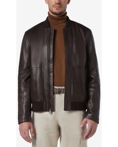 Marc New York Macneil Smooth Leather Bomber Jacket - Brown