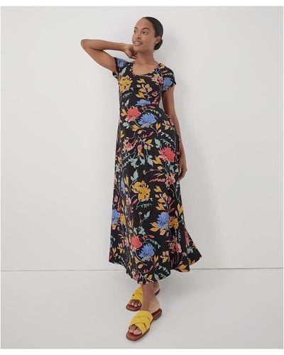Pact Organic Cotton Fit & Flare Crossback Maxi Dress - Multicolor