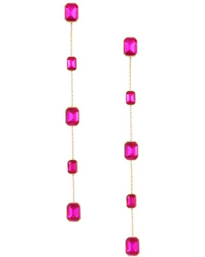 Ettika 18k Gold Plated Brass Iconic Linear Earrings - Pink