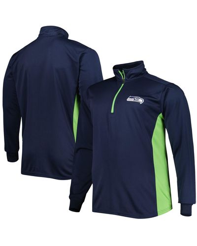 Profile College Seattle Seahawks Big And Tall Quarter-zip Top - Blue