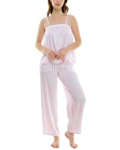 Roudelain 2-pc. Satin Lace-trim Pajamas Set - Multicolor