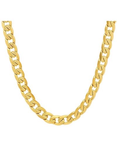 Steeltime 18k Plated Stainless Steel Accented 10mm Figaro Chain 24" Necklaces - Metallic