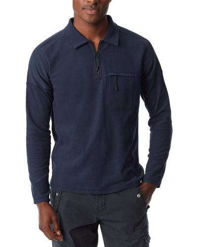 BASS OUTDOOR Long-sleeve Pique Polo Shirt - Blue
