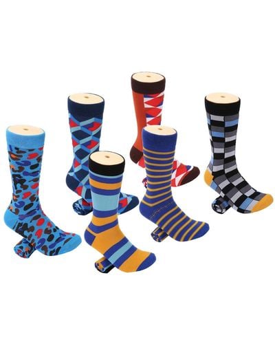 Mio Marino Snazzy Collection Dress Socks Pack Of 6 - Blue