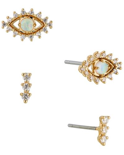 AVA NADRI White Opal Set Of Two Pair Stud Earrings - Metallic