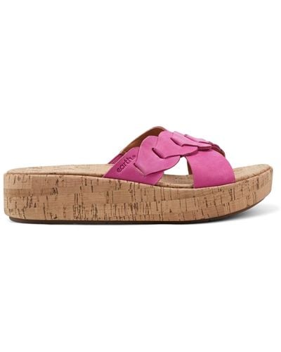 Earth Scotti Criss Cross Slip On Platform Wedge Sandals - Pink
