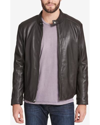 Marc New York Men's Leather Moto Jacket - Brown