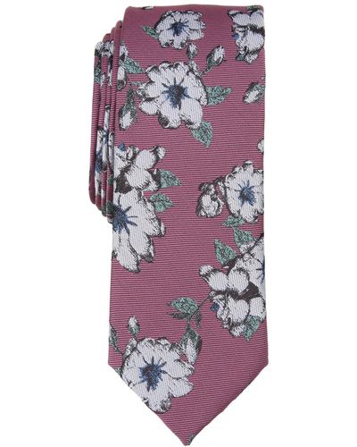 BarIII Sondley Skinny Floral Tie - Purple