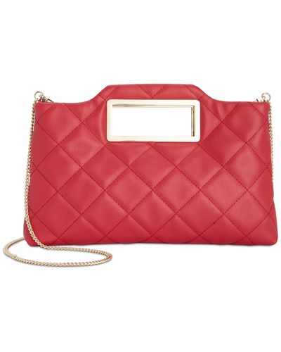 INC International Concepts Juditth Handle Quilted Clutch - Red
