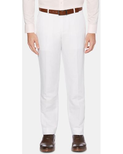 Perry Ellis Modern-fit Linen/cotton Solid Dress Pants - White