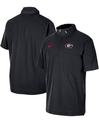 Nike Georgia Bulldogs Coaches Half-zip Short Sleeve Jacket - Black