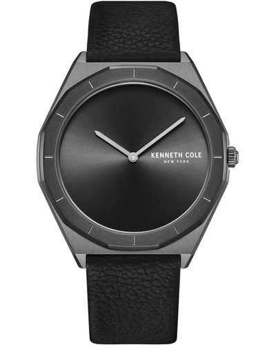 Kenneth Cole Modern Classic Genuine Leather Strap Watch 41mm - Gray