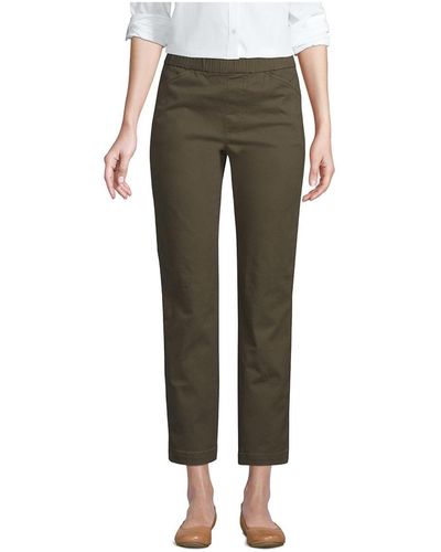 Lands' End Tall Tall Mid Rise Pull On Knockabout Chambray Crop Pants - Green
