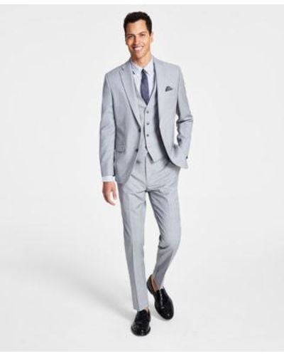 BarIII Wool Slim Fit Sharkskin Suit Separates Created For Macys - White
