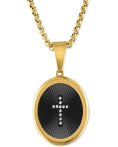 Macy's Diamond Cross Oval 22" Pendant Necklace - Metallic