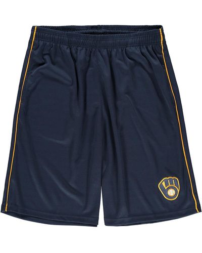 Majestic Milwaukee Brewers Big And Tall Mesh Team Shorts - Blue