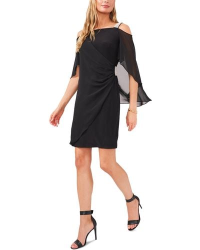 Msk Beaded-strap Capelet-back Dress - Black