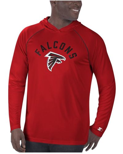 Starter Atlanta Falcons Raglan Long Sleeve Hoodie T-shirt - Red