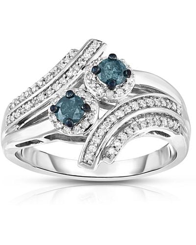 Macy's Blue And White Two Stone Diamond Ring (1/2 Ct. T.w. - Metallic