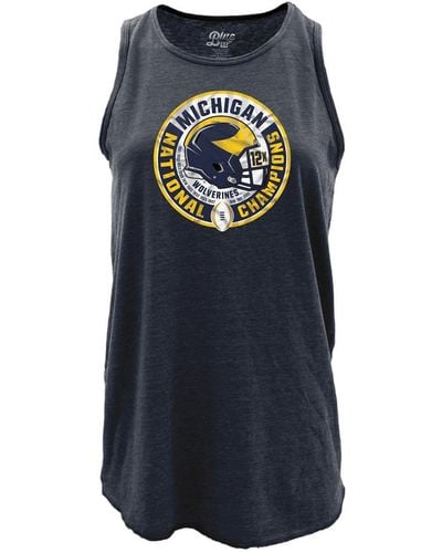 Blue 84 Michigan Wolverines College Football Playoff 2023 National Champions Slow Decent Racer Back Tri-blend Tank Top - Blue