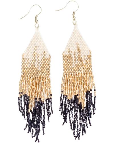 INK+ALLOY Claire Ombre Luxe Beaded Fringe Earrings - White